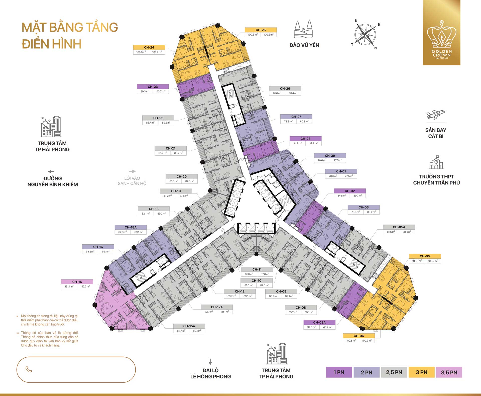 Mặt bằng Chung cư Golden Crown Hải Phòng Mặt bằng Chung cư Golden Crown Hải Phòng