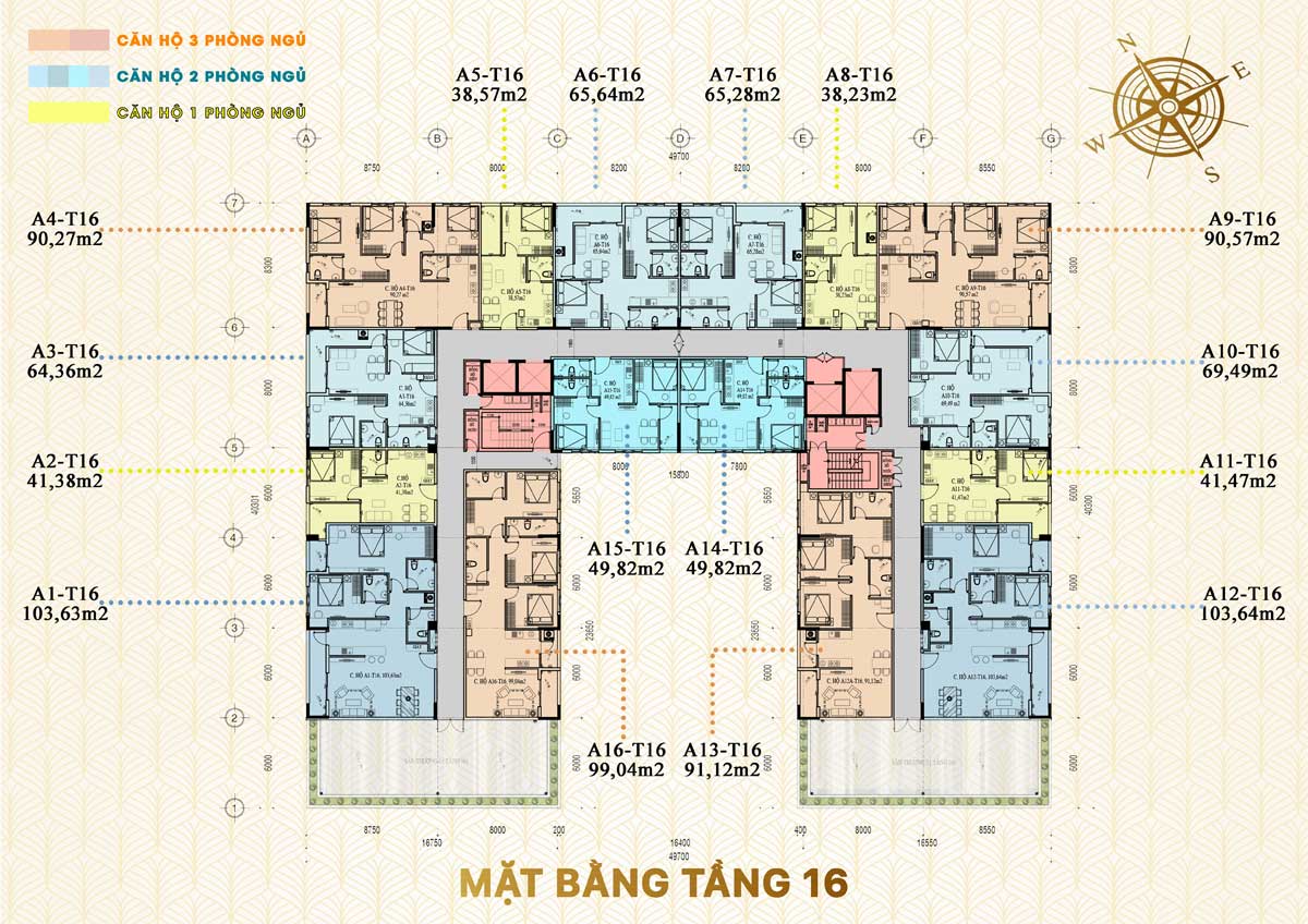 Mặt bằng tầng 16 Green Melody Mặt bằng tầng 16 Green Melody