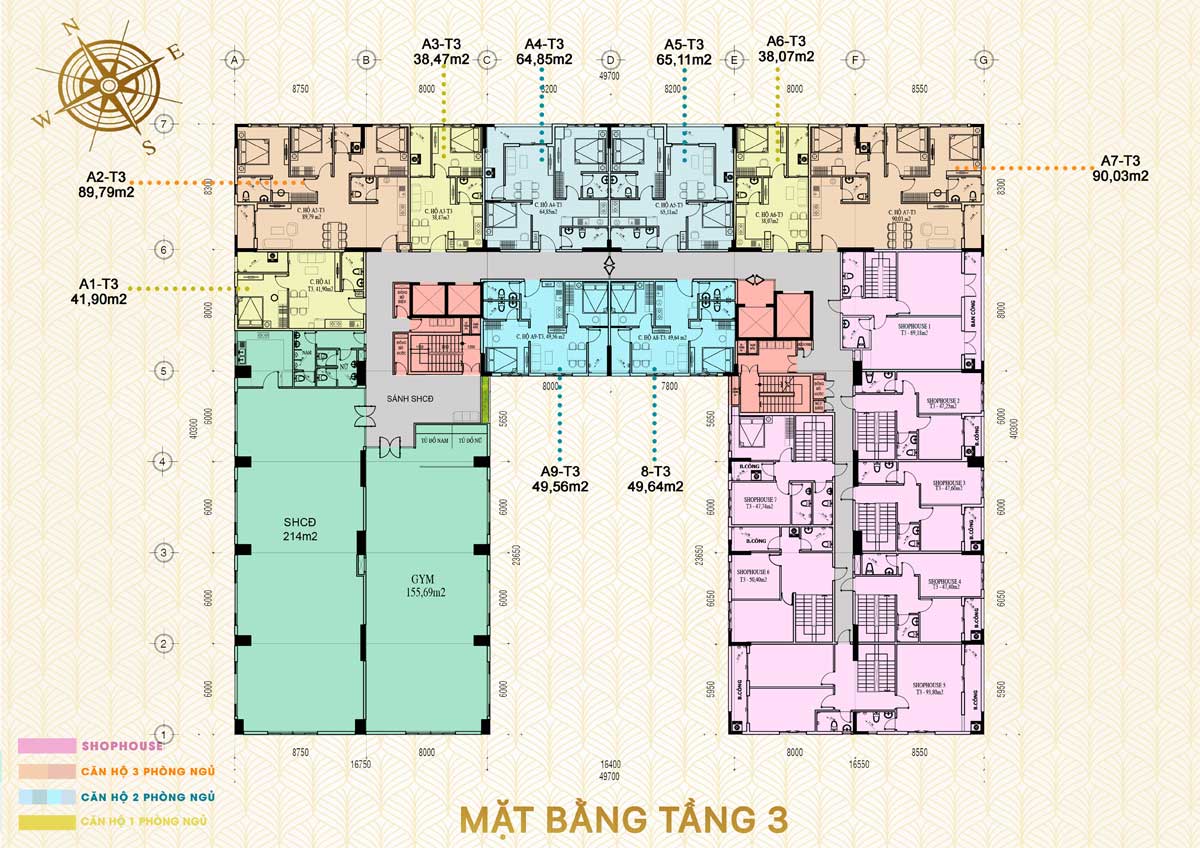 Mặt bằng tầng 3 Green Melody Mặt bằng tầng 3 Green Melody