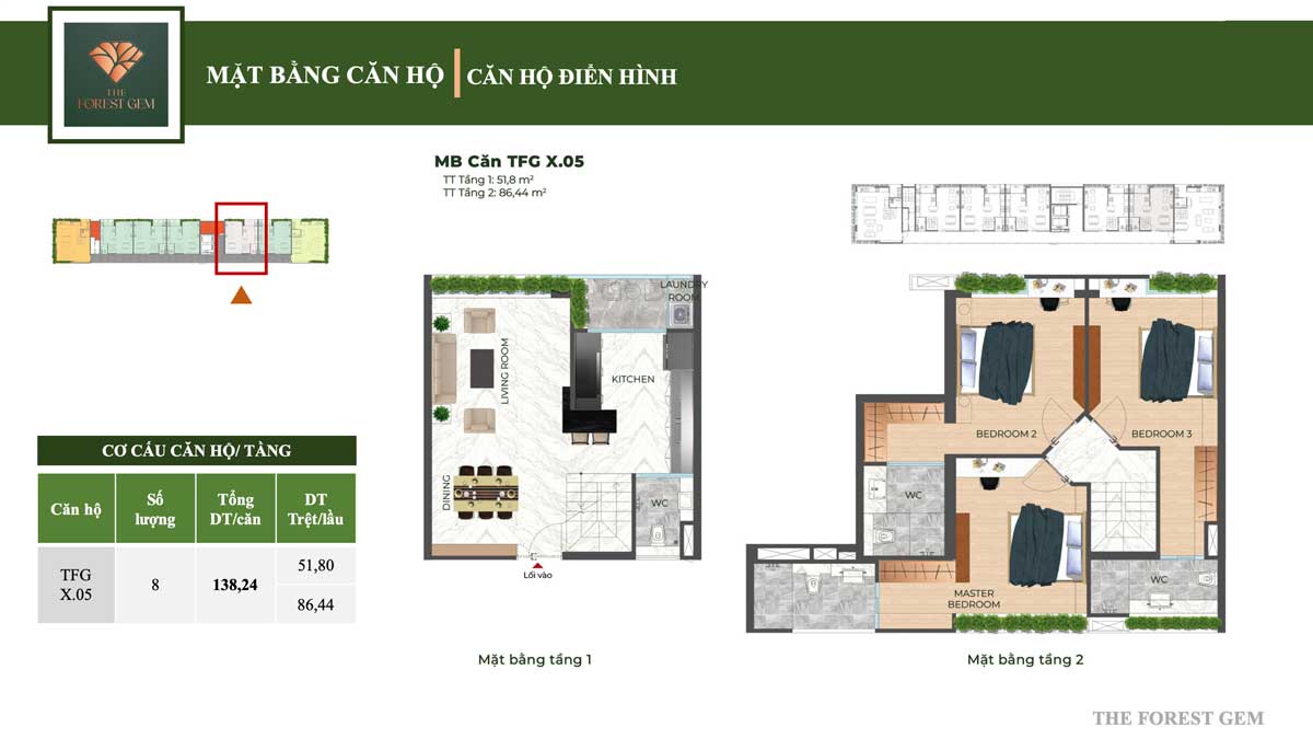 Thiết kế Căn hộ 138,24 m2 The Forest Gem Bình Thạnh Thiết kế Căn hộ 138,24 m2 The Forest Gem Bình Thạnh