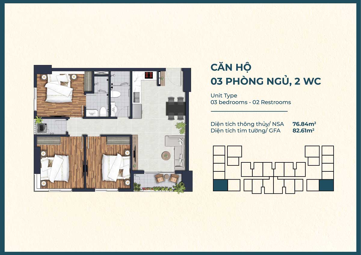 Thiết kế Căn hộ 3PN 2WC The Felix Thuận An Thiết kế Căn hộ 3PN 2WC The Felix Thuận An