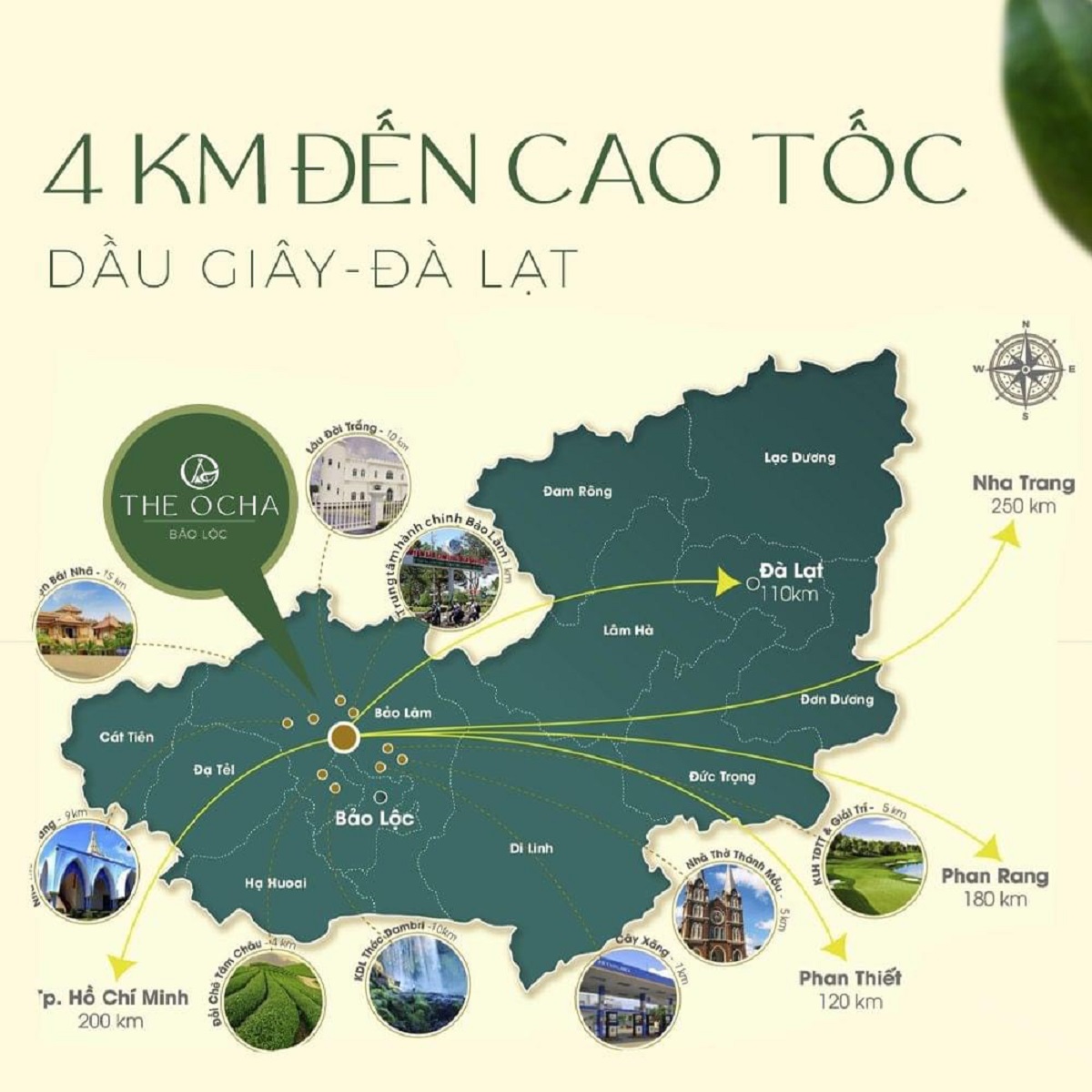 Vị trí liên kết vùng Dự án Biệt thự The Ocha Bảo Lộc Vị trí liên kết vùng Dự án Biệt thự The Ocha Bảo Lộc