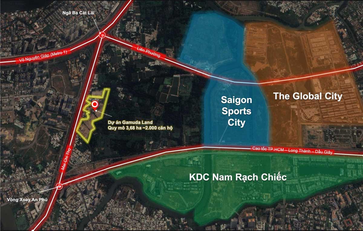 Vị trí Dự án Căn hộ Gamuda Land Mai Chí Thọ Thủ Đức Vị trí Dự án Căn hộ Gamuda Land Mai Chí Thọ Thủ Đức