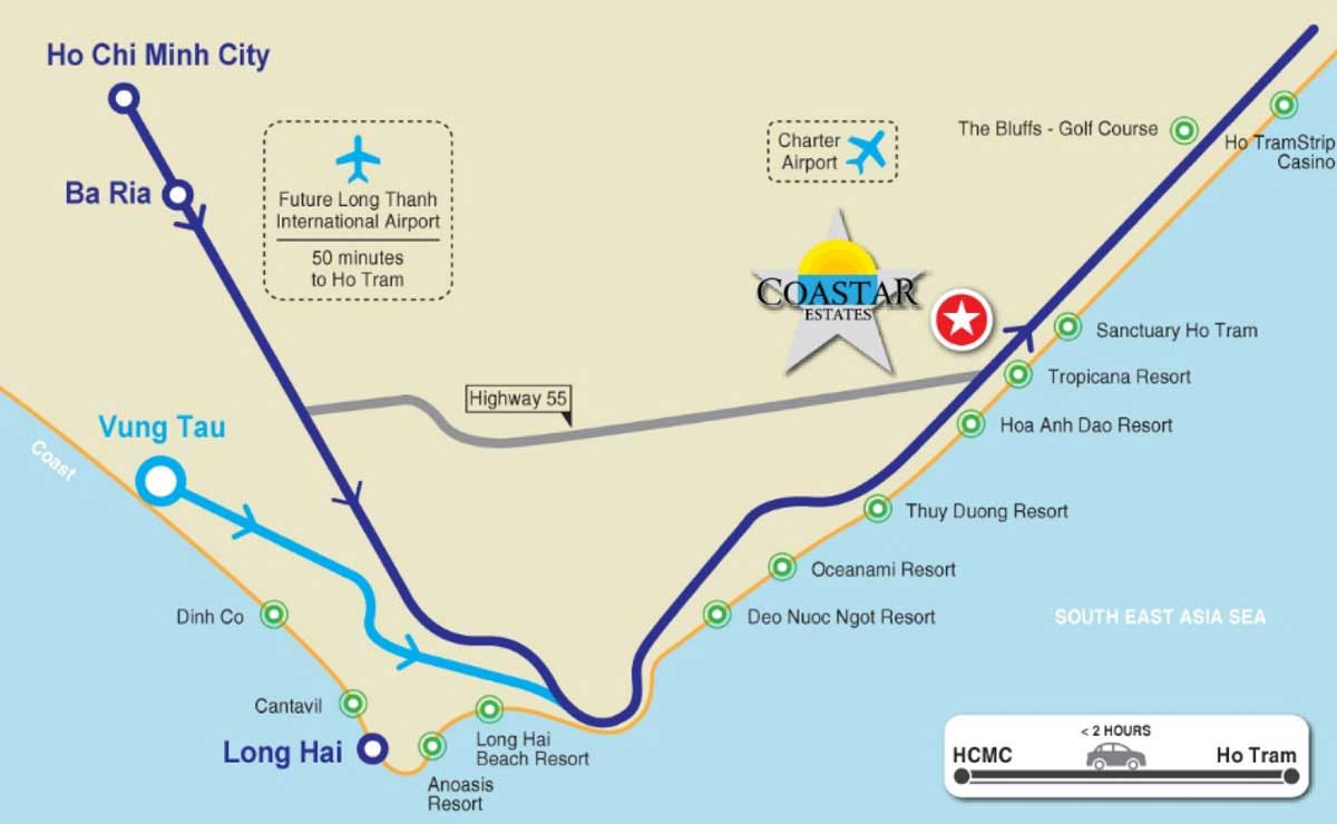 Vị trí dự án Coastar Estates Hồ Tràm Vị trí dự án Coastar Estates Hồ Tràm