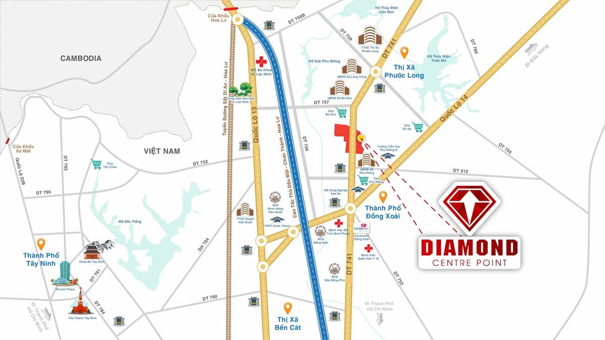 Vị trí Dự án Diamond Centre Point Bình Phước Vị trí Dự án Diamond Centre Point Bình Phước