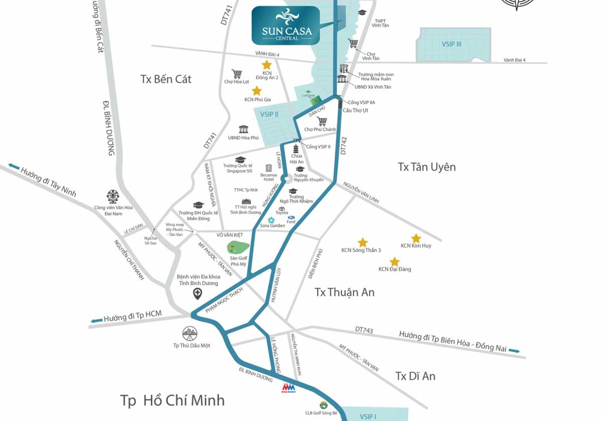 Vị trí Dự án Sun Casa Central Bình Dương Vị trí Dự án Sun Casa Central Bình Dương